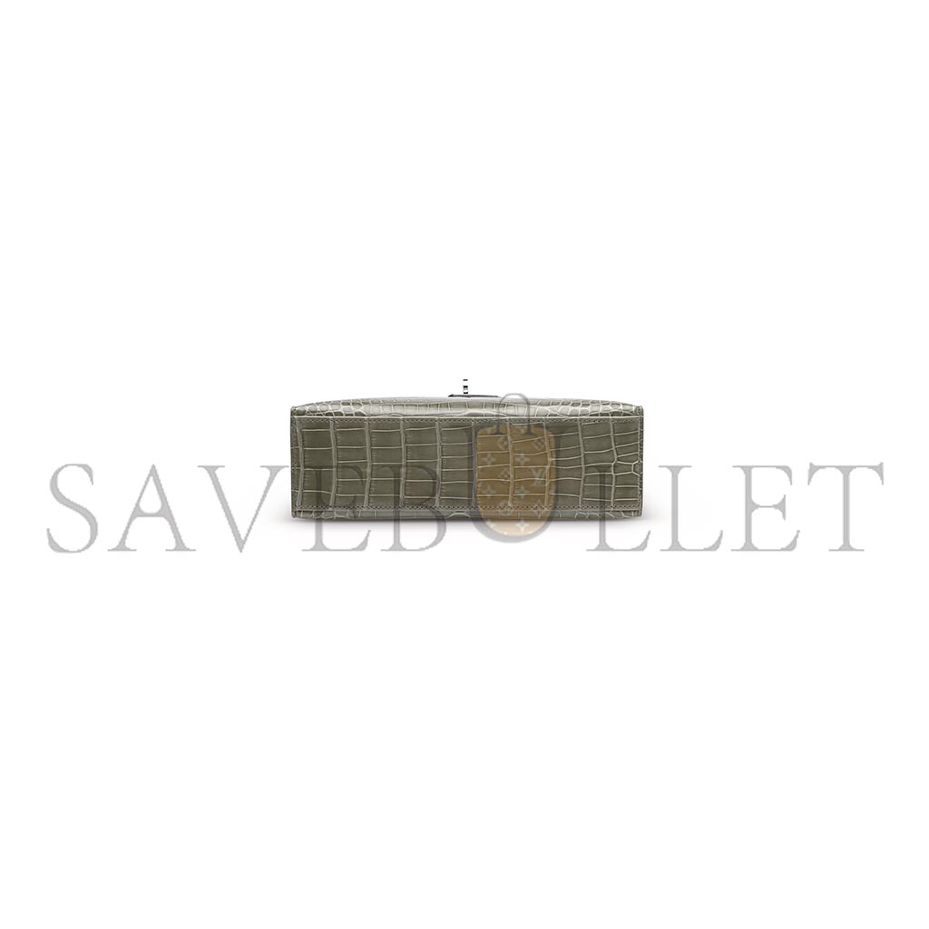 HERMÈS MASTER A SHINY ALLIGATOR KELLY POCHETTE WITH PALLADIUM HARDWARE (22*14*7cm)